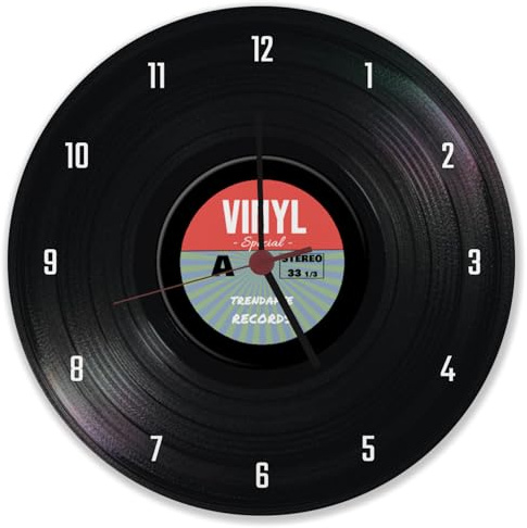 speecheese Retro Vinyl Special Schallplatte Wanduhr Musikalischer Zeitmesser Kreisförmige Bunte Schallplatte Farbenfrohes Label-Design Trendaffe Records