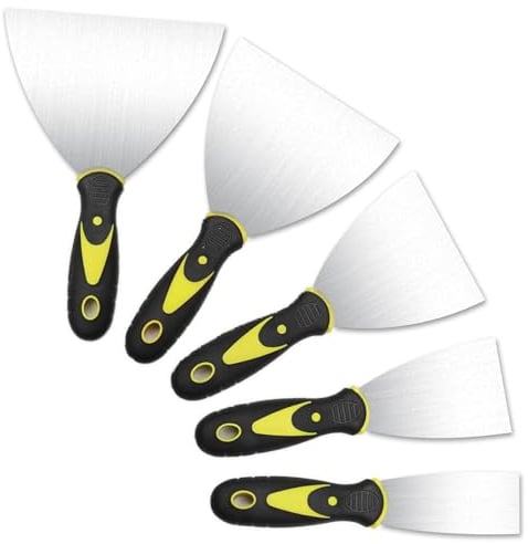 5 Pcs Set di Spatola per Stucco,Spatole in Acciaio Inossidabile,Raschietti per Pareti,Coltelli da Intonaco per Carta da Parati e Riparare Pareti