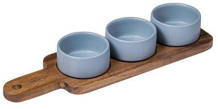 San Ignacio Set de 3 Boles para salsa + 1 Bandeja de madera