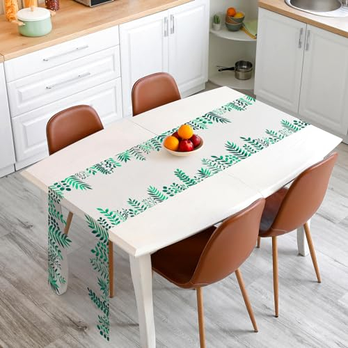 HONMOK Hochzeit Tischdeko, Eukalyptus Sommer Tischläufer, Grünes Blatt Tischband, Eucaliptus Tischdecke Deko für Hochzeitstag Sommer Kommunion Taufe Drinnen Draußen Urlaubparty 10m*30cm