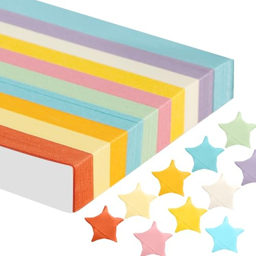 Origami Papier Set - Bascetta Stern Papierstreifen Paket für Sterne - 10 Helle Farben, 1350 Stück