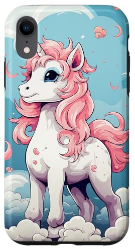 Niedliches Einhorn auf Wolken Hülle für iPhone XR