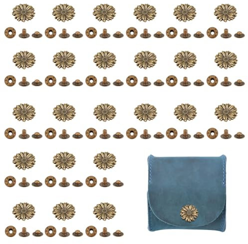 NBEADS 24 Ensembles Boutons Pression Antiques, 21mm Bouton Pression en Métal Vintage Marguerite Rivet en Cuir Boutons Pression Vintage pour Vêtements Vestes Jeans Porte Bracelets Sacs