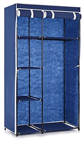 GXJBGYUSFT Kleiderschrank, Stoffschrank, Kleiderschrank, Roll-Up-Kleideraufbewahrung, Organizer, Kleiderbügelständer mit 5 Regalen, 1 Kleiderstange, Standschrank