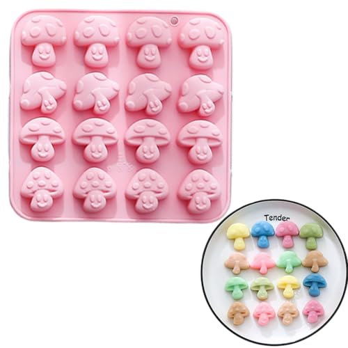 PTaizjjz Pilz-Silikonform, 3D-Pilzform, Schokolade, Süßigkeiten, 16 Löcher, Backform für Schokolade, Süßigkeiten, Kuchendekoration, 1 Stück