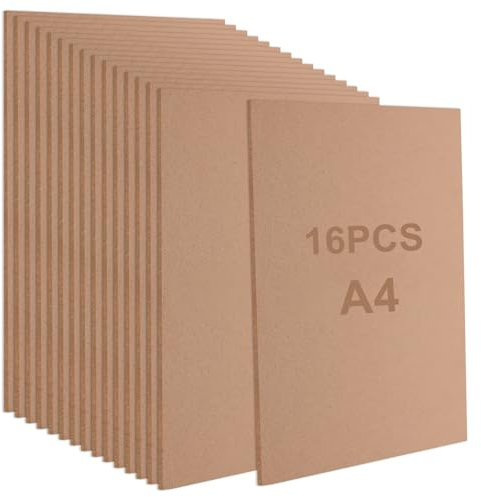 AHAQU Lot de 16 planches en bois MDF A4 de 2 mm d'épaisseur, 30 x 21 cm, feuilles vierges pour peinture, modélisation, gravure, chantournage, arts
