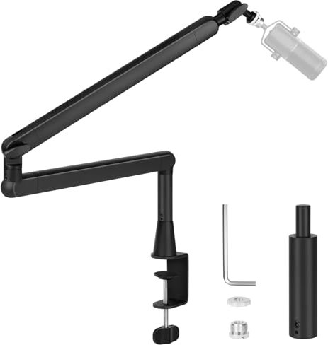 Mikrofon Arm, 360° drehbarer Mikrofonständer Tisch Studio Mikrofon Halterung mit 3/8 5/8 Adapter,ideal für Podcast, Streaming, Gaming, Home Office