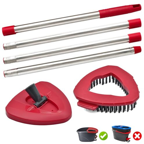Mop Replacement Handle Mop Base with Scrub Brush Head Set Compatible with Vileda Spin Base EasyWring Accessories for Floor Cleaning