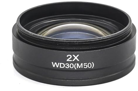 Mikroskop-Zubehör, 2 x Barlowlinse, Stereomikroskop-Hilfslinse, Befestigungsgewinde, 42 mm, 48 mm, 50 mm, 52 mm x 0,75 mm, Abstand 30 mm, Haltbarkeit und zuverlässige Leistung (Montagegewinde 50 mm)
