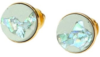 Concrete Jungle | Ohrstecker TARA Damen | 316L Edelstahl | Ohhrringe rund | Silber-Schmuck Beton | Geschenk Freundin, Mama, Tochter, Frau Geburtstag | Echtschmuck (Pistacchio Crystal Gold)