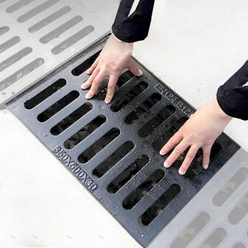 EntwäSserungsrinne Abflussgitter für Einfahrten aus Duktilem Gusseisen, Robuste Abflussabdeckung für den Außenbereich, Einfach zu Installierendes Abflussgitter für Die Rinne, für Garage/ Fabrik(50x15x