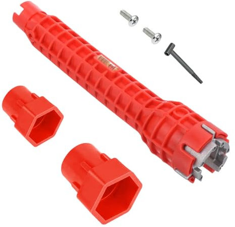 FANGWSSIBEI 8 in 1 Sink Faucet Installer Sink Wrench Multifunction Sink Installer Wrench Tool Plumbing Pipe Spanner for Water Pipe Bathrooms Kitchens (Red)
