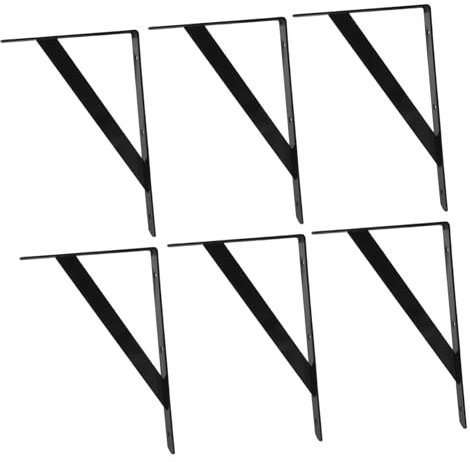 Gatuida 6 Piezas Soporte de hierro Estanterías comerciales estanterías flotantes estantes de pared Estanterías metálicas soporte de suelo del radiador soporte en l de hierro planchar Black