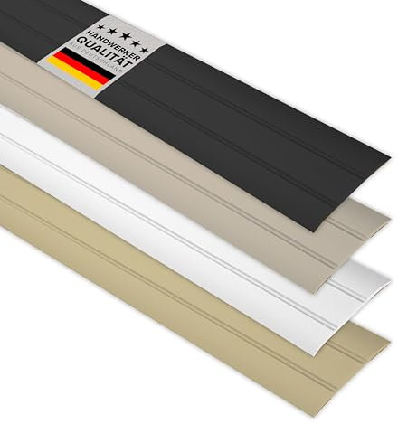 D-TACK Übergangsprofil Alu selbstklebend | Breite 37 mm | Länge 1 m | Schwarz | Flache Übergangsschiene | Übergangsleiste aus eloxiertem Aluminium | Abdeckleiste in Handwerker-Qualität