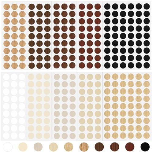 Yesaler Abdeckkappen für Schrauben 540 Stück Möbel Selbstklebende Aufkleber Ø21mm für Schrank Schreibtische Reparaturen 10 Farben