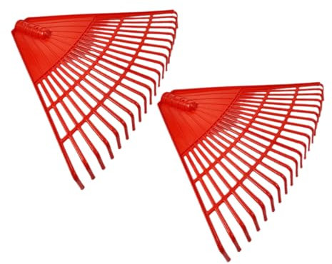 TOGEVAL 2 Stück Grasrechen Bodenrechen Lockern Blattschaufeln Blätter Rechen Gartenerde Rechen Grasharke Mini-gartenrechen Grasschneider Gartengeräte Zum Jäten Rasen Terrasse Rot Plastik