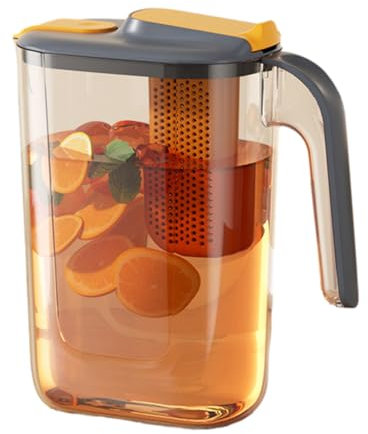 Water Pitcher, 2600ml Iced Tea Pitcher, Water Jugs with Lid for Fridge, Fridge Waters Carafe for Hot Cold Waters, Heat Resistant Pitchers with Fruit Infuser for Tea, Milk, Juice, Beverage