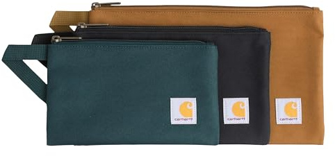 Carhartt Utility Multi-Size Pouch Set Carhartt Brown/Black/Greenstone | Zipper, Durable Water Repellent Organizers Sold in Sets of Three, Brown/Black/Greenstone