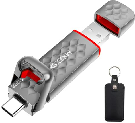 512GB External SSD Thumb Drive Up to 550MB/s USB Drive,USB 3.2 + Type C, for iPhone 15/16/PS4/PS5/Android Phone/Tablet/Windows/Mac, Zinc Alloy Body