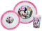 FUN HOUSE 005471 Disney Minnie Ensemble Repas Contenant 1 Assiette, 1 Bol et 1 Verre pour Enfant Polypropylène Rose 26.5x8.5x24.5 cm