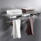 Wall Mounted Clothes Rail Airer with Hooks Stainless Steel Folding Space Saver in Laundry Balcony Bathroom Easy to Install Maximum Load 35kg Metallic Silver