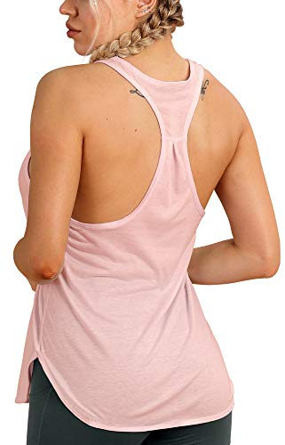 icyzone Yoga Sport Tank Top Damen Racerback Lauftop Fitness Running Shirt Oberteile (S, Pale Blush)