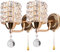 ALLOMN Moderne Wandleuchte, Kristall Pendelleuchte Schlafzimmer Gang Wohnzimmer Wandleuchte mit Leistung Ziehen Schalter E14 Steckdose (keine Lampe Enthalten) (Golden, 2 PCS)