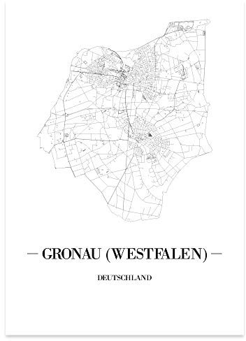 JUNIWORDS Stadtposter - Wähle Deine Stadt - Gronau (Westf.) - 21 x 30 cm Poster - Schrift A - Weiß