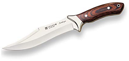 Joker Messer Antelope CR01, Ausdauerfaust, 19,5 cm Gebogene Klinge, Lederscheide, Werkzeug für Fischerei, Jagd, Camping und Trekking