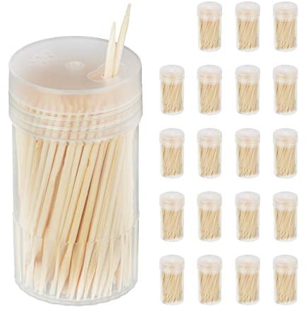 Relaxdays Palillos de Dientes, Finos, Higiene Dental, Pinchos para Tapas, Manualidades, 6,5 cm, 4000 Uds., Marrón