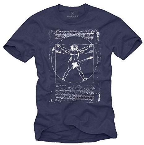 Musik T-Shirts mit Gitarre Leonardo DA Vinci Blau Männer XXXXL