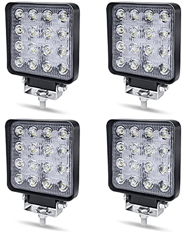 Arbeitsscheinwerfer LED 12V Aufun 48W Offroad Reflektor Flutlicht Zusatzscheinwerfer 4320lm, Scheinwerfer IP67 Wasserdicht für Traktor, SUV, UTV, ATV, 4 Stück