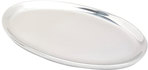 NKlaus Kerzenteller oval 17x10cm Aluminium Silber poliert Untertasse Tisch Dekoration Oberfläche glatt 10376