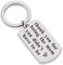 AMDXD Keychain Cute, Porte-Clés en Acier Inoxydable Plaque Militaire Gravure Thank You for Being The mom You Didn't Have to be A, Argent, 4 X 2.4CM