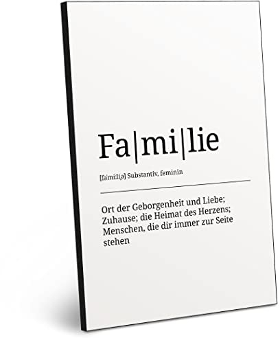 ARTFAVES® Worterklärung Familie | Definition Bild schwarz-Weiss als Geschenk | Holzschild mit Spruch zum Thema Familie/Zuhause/Liebe