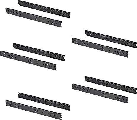 Emuca - Schubladenschienen kugellager 45mm x 350mm, Set aus 5 Paar aus schubladenauszug Vollauszug, schwarz