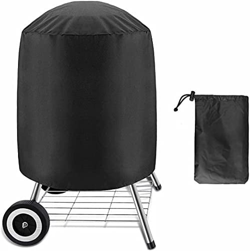 wasserdichte Grillabdeckung,BBQ Grill Abdeckhaube für den Außenbereich,210D Oxford-Gewebe Winddicht und Anti-UV-Kugelgrill Abdeckung mit winddichtem Seitenriemen (58 × 77 cm)