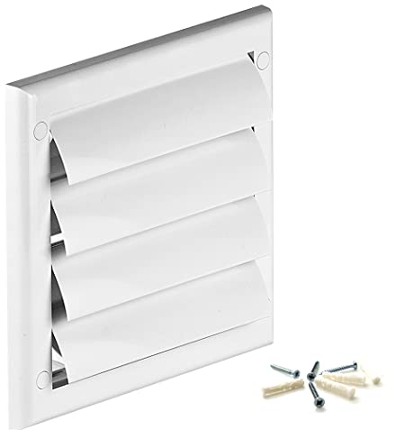 White Gravity Grille 150 mm / 6 inch External Ducting Air Vent with Round Spigot and Non-Return Gravity Shutters for Kitchen Ceiling Extractor Fans Bathroom Ventilation Duct Fan Cover