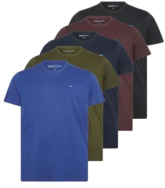 BadRhino Big & Tall 5 Pack Black & Blue Core Tee Crew Neck Short Sleeve T-Shirts - Men's - M to 8XL Blue L
