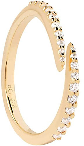 PdPaola Damen-Damenring 925er Silber Zirkonia 52 Gold 32022636
