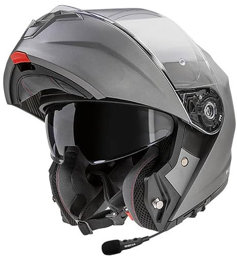 GARIBALDI G100 Bluetooth Sena Intercom Integrado Antracita Mate - Casco de Moto Modular P/J + Pinlock - Casco con Visor Solar Homologado ECE (M)