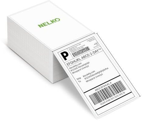 Termisk direkt fraktsedel (paket med 500 4 x 6 fläktvikta etiketter), Nelko termiska etiketter för termisk etikettskrivare, kompatibel med Nelko PL70E, JADENS, PEDOOLO, ASprink, kommersiell kvalitet