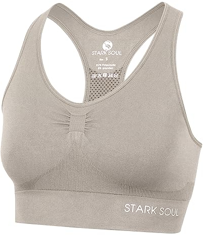 STARK SOUL Bra Light Support - Sport BH doppellagig für Damen - beige - Größe M