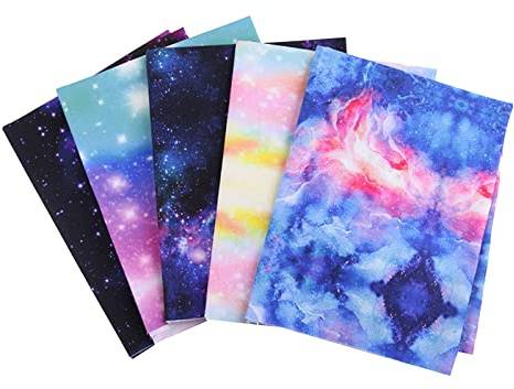 Baumwoll-Steppstoff Sternenhimmel,5 x schöner Baumwollstoff, Universum, Galaxie, Druckstoff | Patchwork-Nähmaterial für -