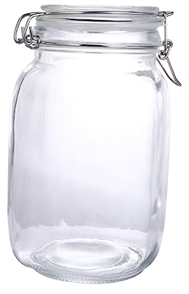 HAKIDZEL Müslispender Aus Glas Lebensmittelspender Vorratsdosen Aus Glas Glaskanister Mit Deckel Honighalterglas Verglaster Vorratsbehälter Glasflasche Schnalle Mutter
