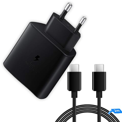 1 Pack 45W USB C Schnellladegerät mit 2m USB-C Schnellladekabel, PPS-Schnellladen Netzteil für Samsung Galaxy S24 Ultra/S24/S23+/S23/S22/Note20, Fast Charger Ladegerät Kabel für iPhone 16/15, Pixel