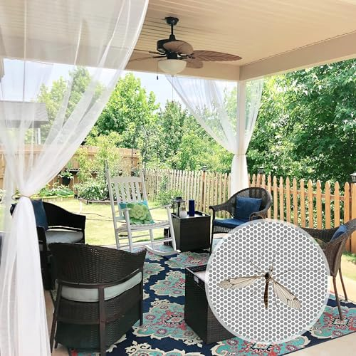 PONY DANCE Moskitonetz Outdoor Vorhang mit Stangedurchzug DIY Verstellbare Outdoorvorhänge für Terrasse/Pavillon Weiße Gardinen Wasserdicht 2er Set H 213 x B 150 cm