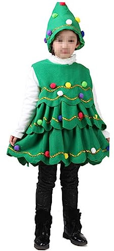 SHERCHPRY Traje De Pino Disfrazarse De Arbol De Navidad Disfraz De Navidad Árbol De Navidad Disfraz Infantil Sombrero y Vestido Para Niños Trajes De Niña Niño Pequeño Traje De Espiga Espesar
