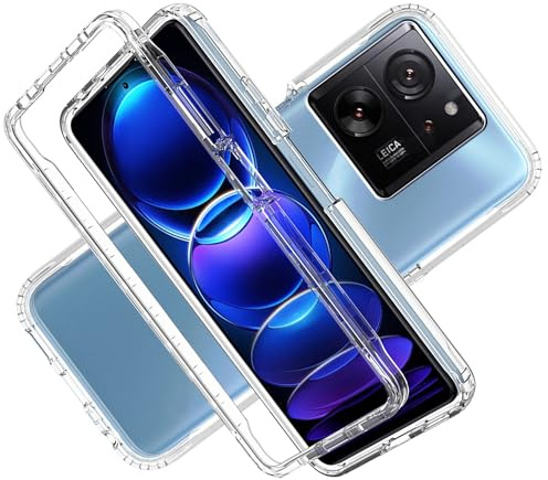 LXHGrowH Hülle für Xiaomi 13T / 13T Pro 360°Stoßfest, Transparent | 360 Grad Ganzkörper Stoßfest Handyhülle, Kratzfest Schutzhülle mit Eingebauter Displayschutzfolie, Case Dual