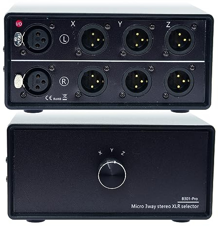 Kein Rauschen, keine externe Stromversorgung, 1 Eingang, 3 Ausgänge, XLR-Audio-Auswahlschalter, symmetrischer Audio-Konverter, 3-Kanal-Splitter, Umschaltbox, 3-Wege-Stereo, passiver Auswahlschalter